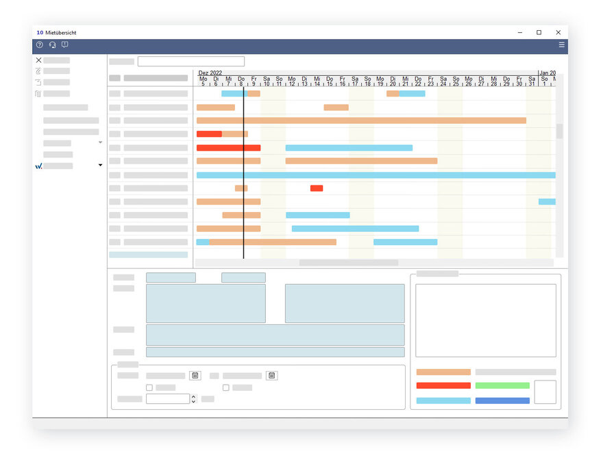 KOSS GCI ERP System Mittelstand - Dashboard - Infocenter - Mietübersicht